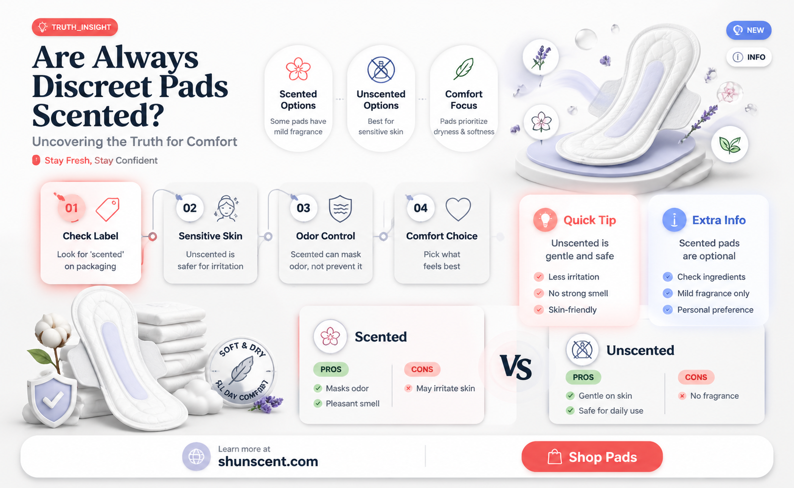 are always discreet pads scented