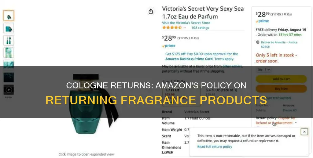 are cologne products returnable by amazon