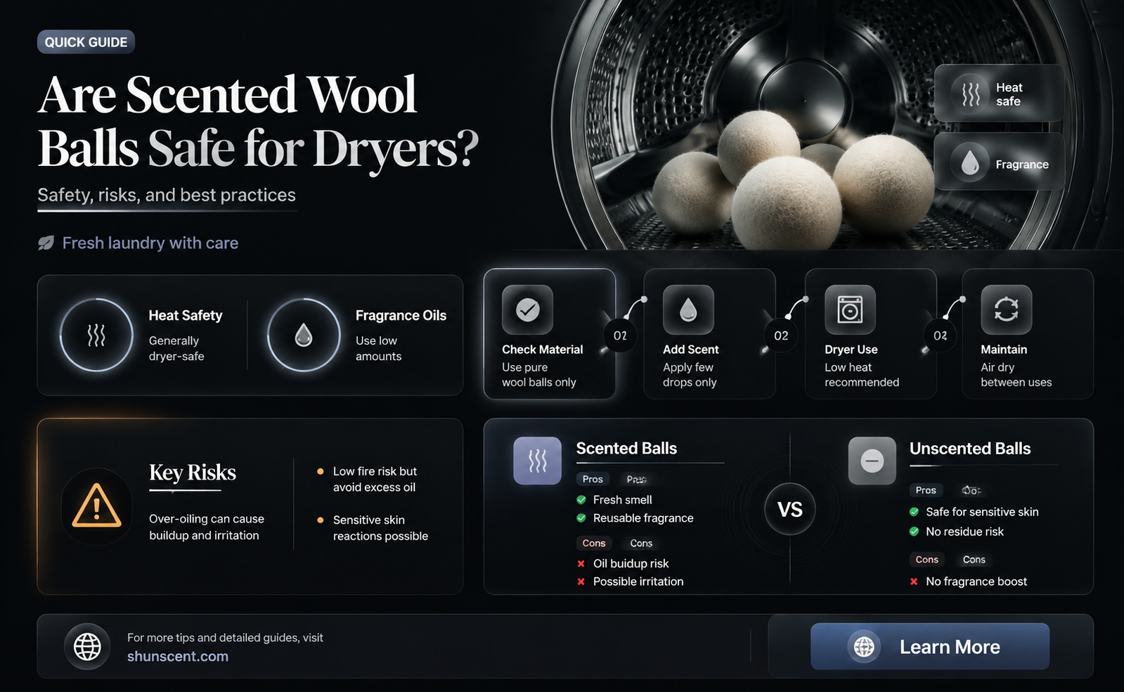 are scented wool balls safe for dryers