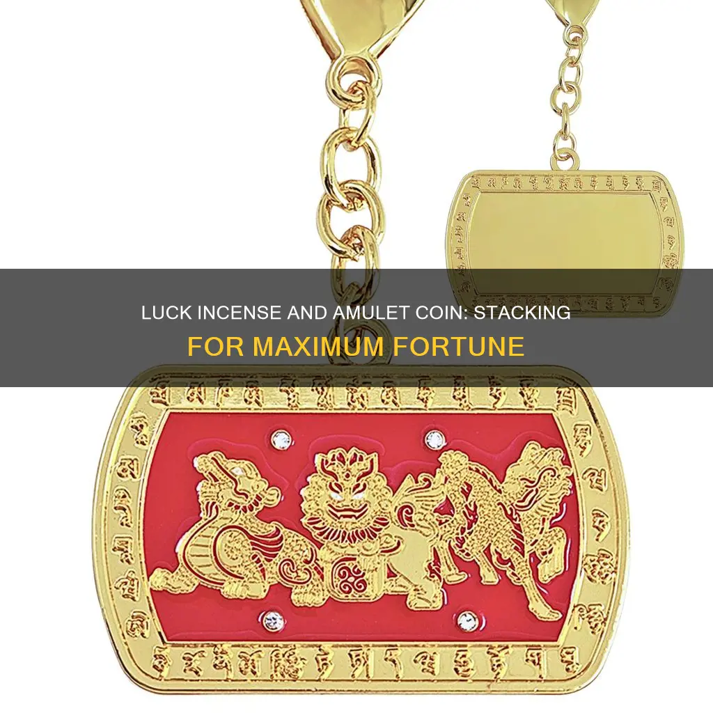 can luck incense and amulet coin stack