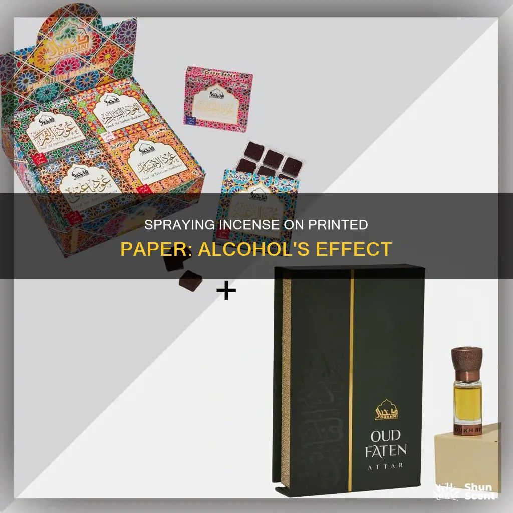 can you spray alcohol incense on printed paper
