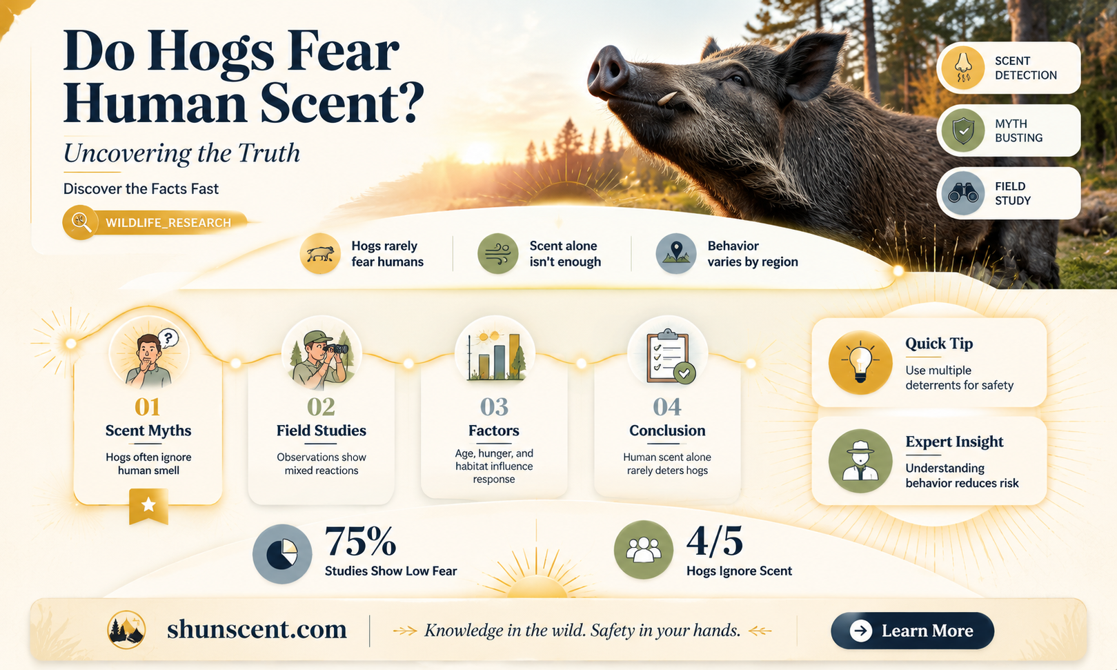 are hogs afraid of human scent