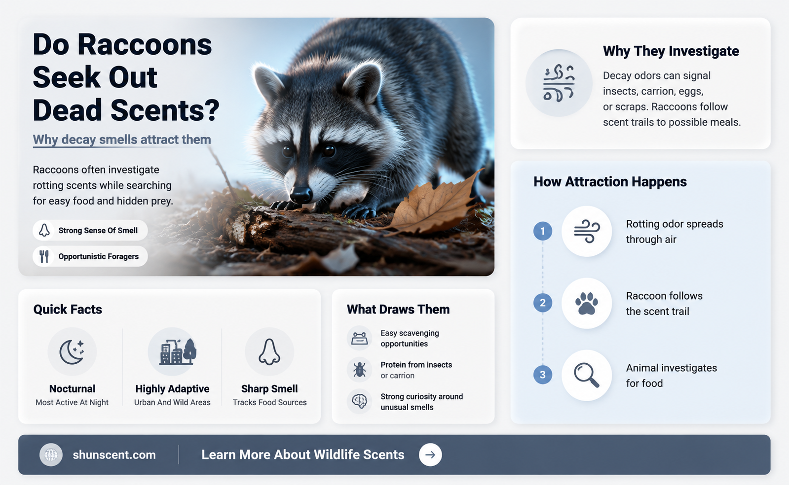 are raccons attracted to dead scent