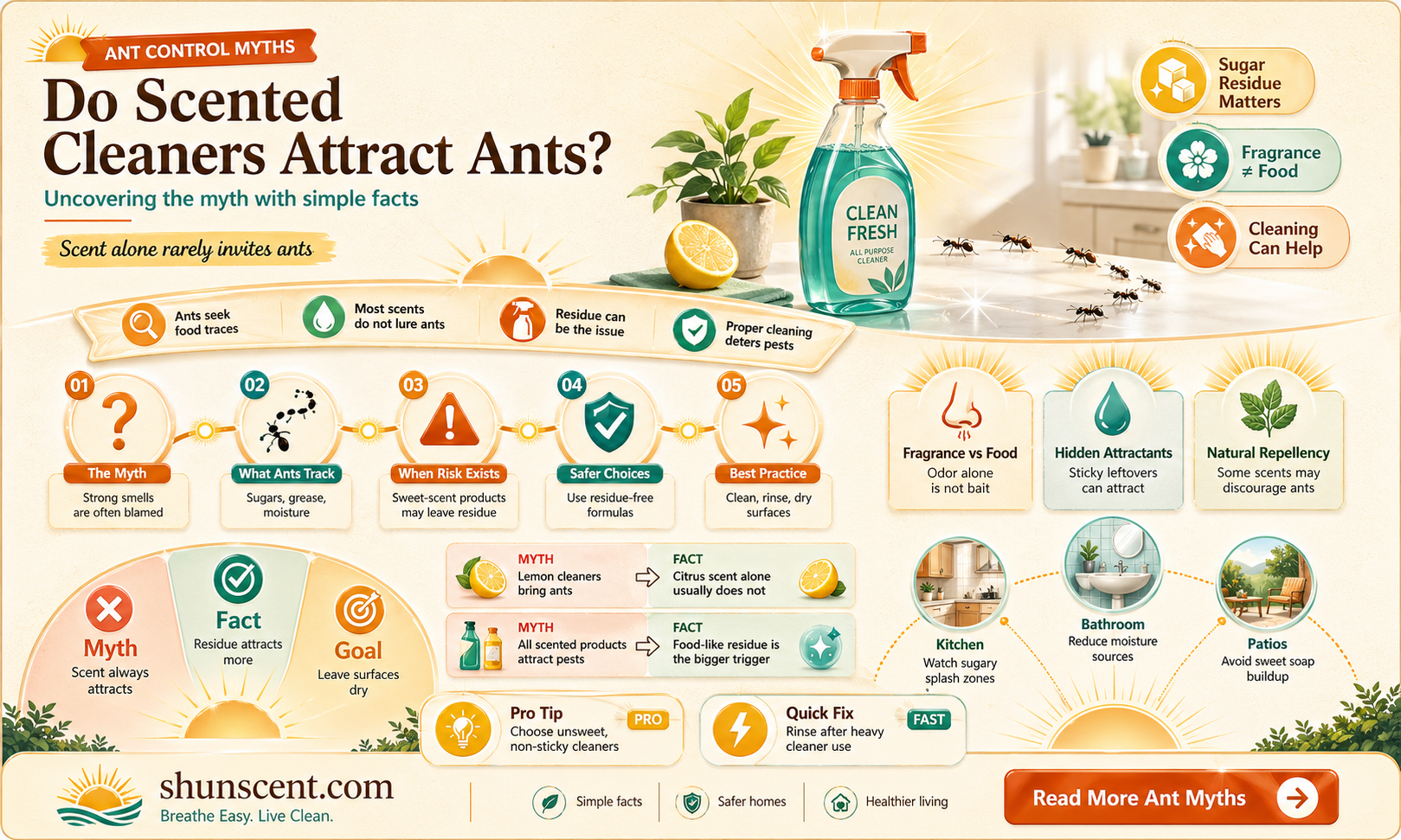 are ants attracted to scented cleaner