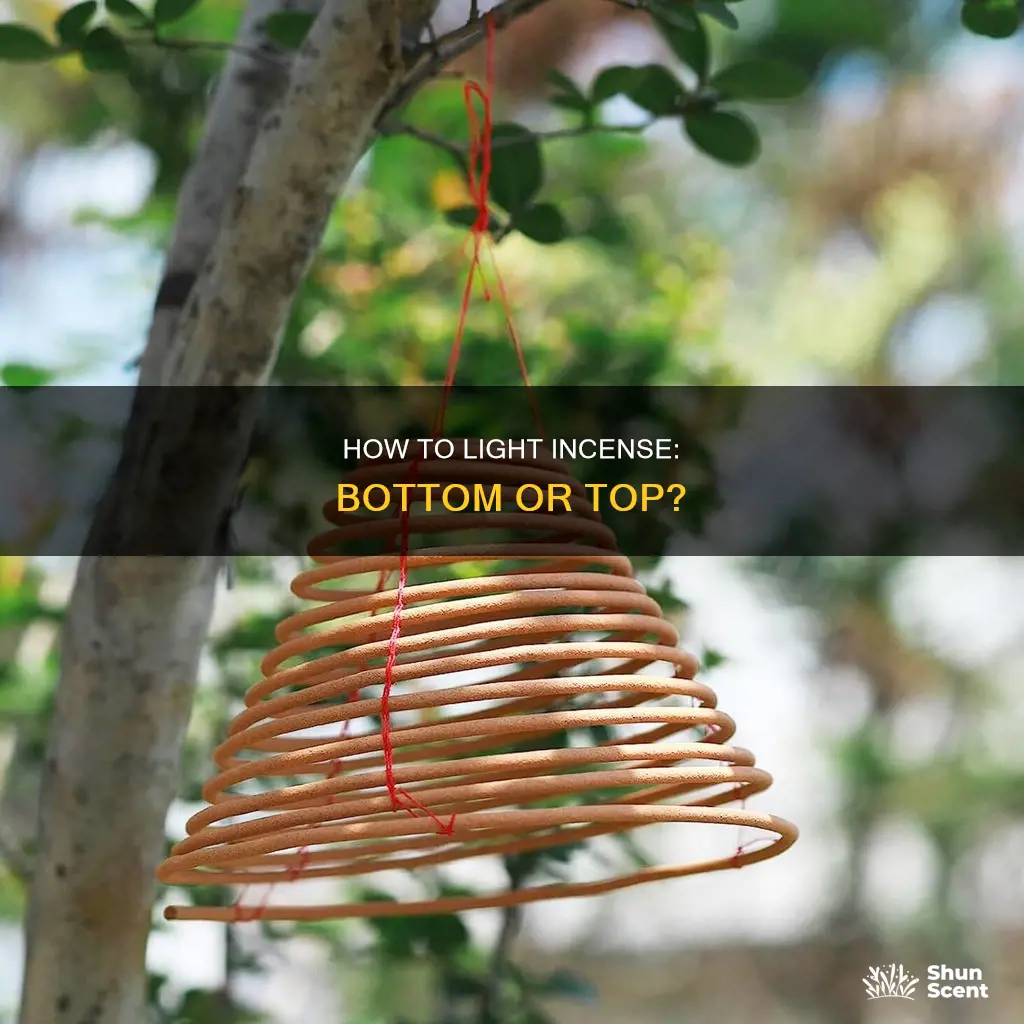 do you light flowing incense from the bottom or top