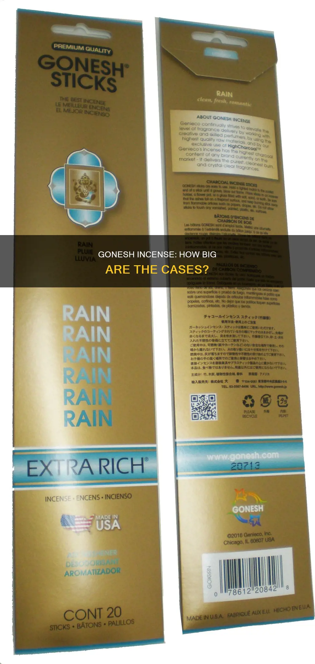how big is case of gonesh incense