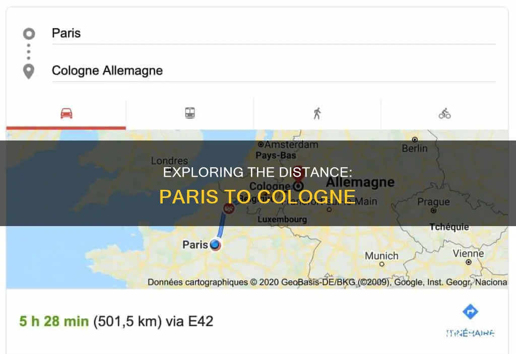 how far is cologne germany from paris france