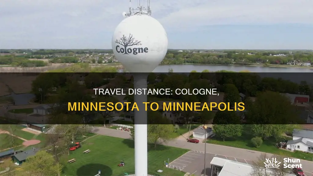 how far is it from cologne minnesota to minneapolis