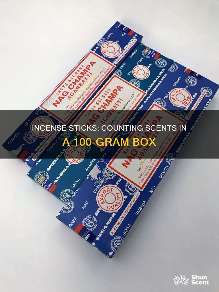 how many incense sticks in 100 gram box