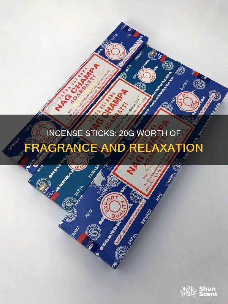 how many incense sticks in 20g