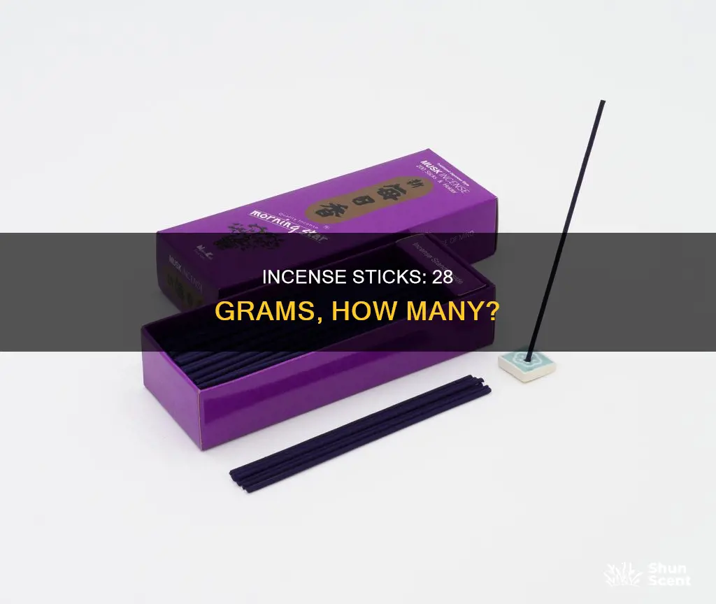 how many sticks of incense are in 28 grams