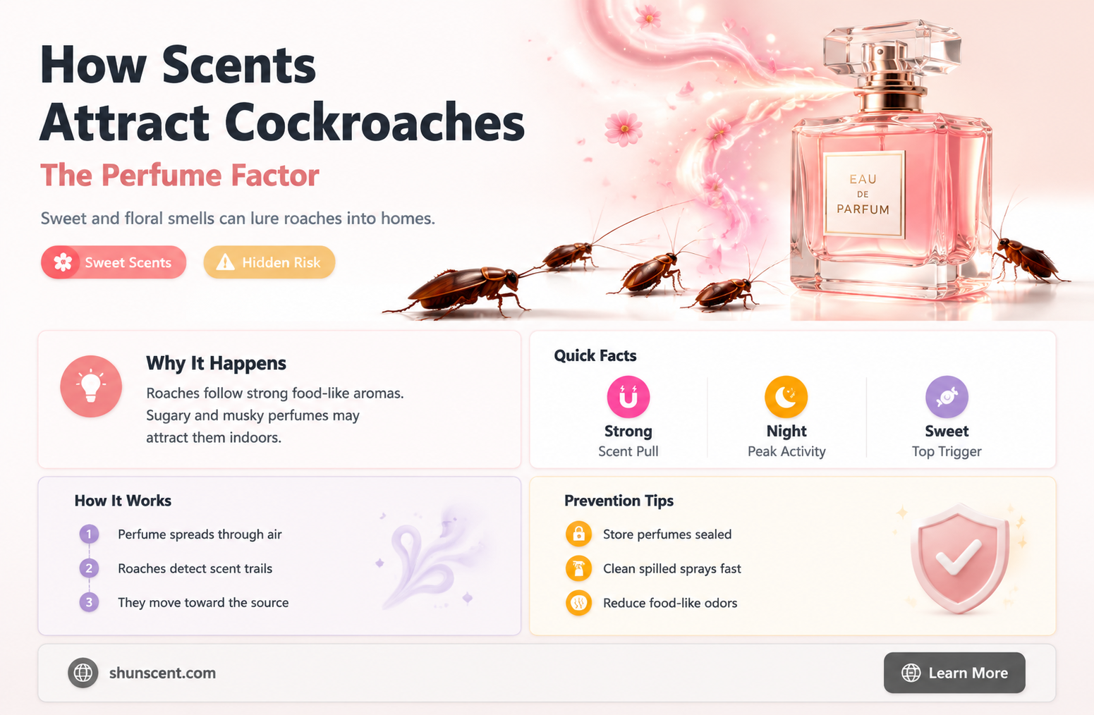 are roaches attracted to perfume