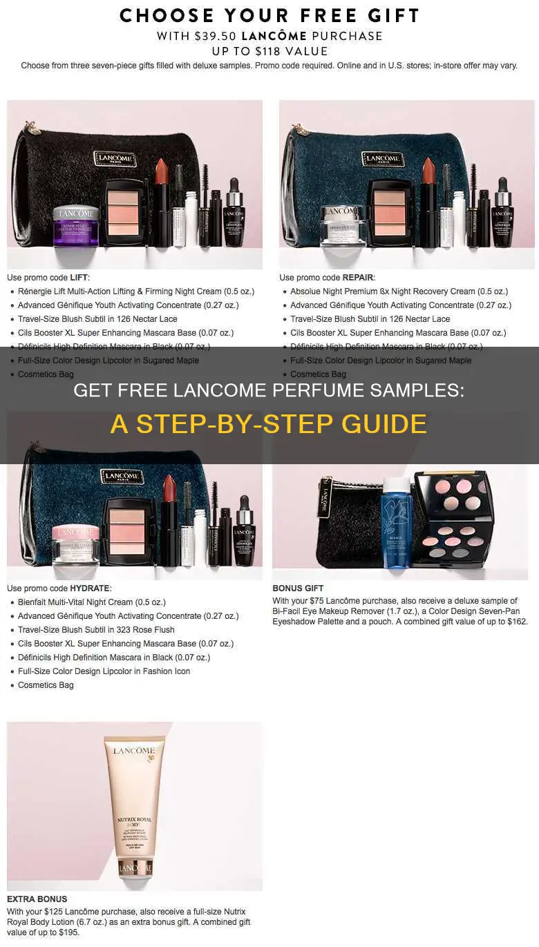 how to get free samples of lancome perfumes