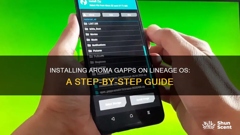 how to install aroma gapps on lineage os