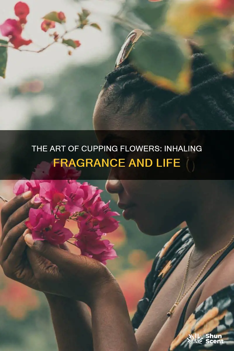 how to phrase cupping each flower and inhaling its fragrance
