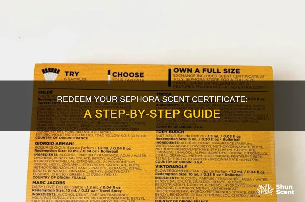 how to redeem scent certificate sephora