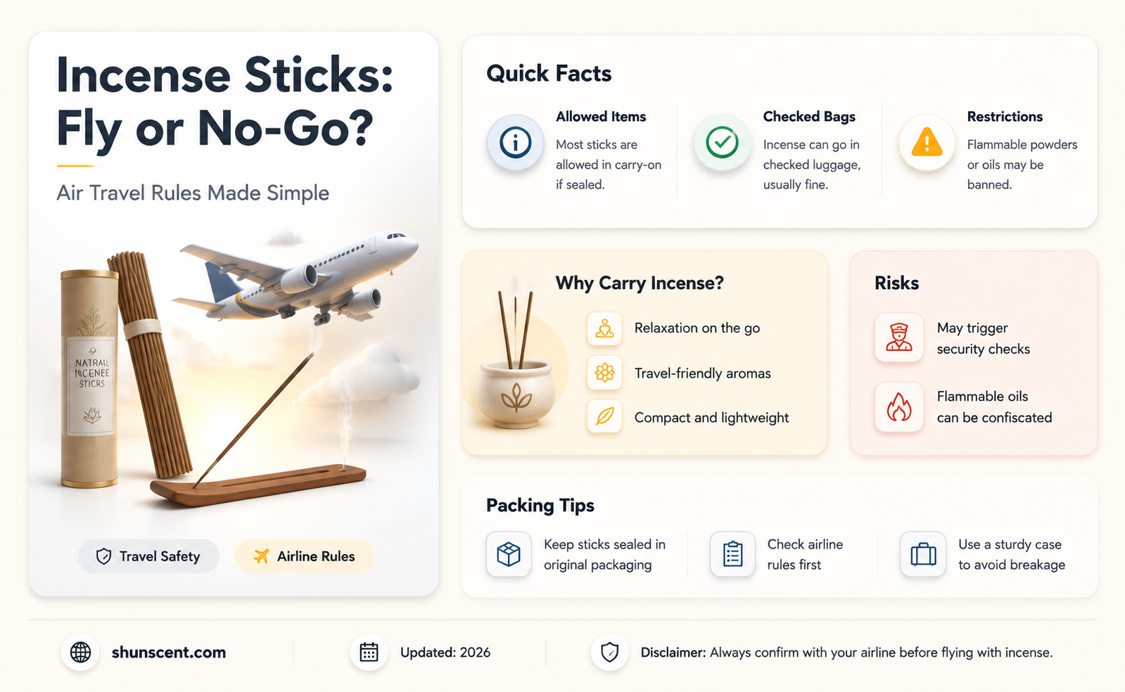 are incense sticks allowed in flight