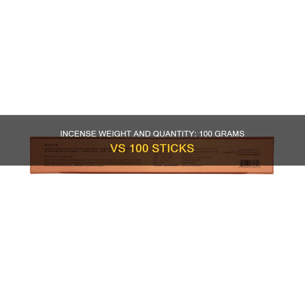is 100 grams of incense the same as 100 sticks