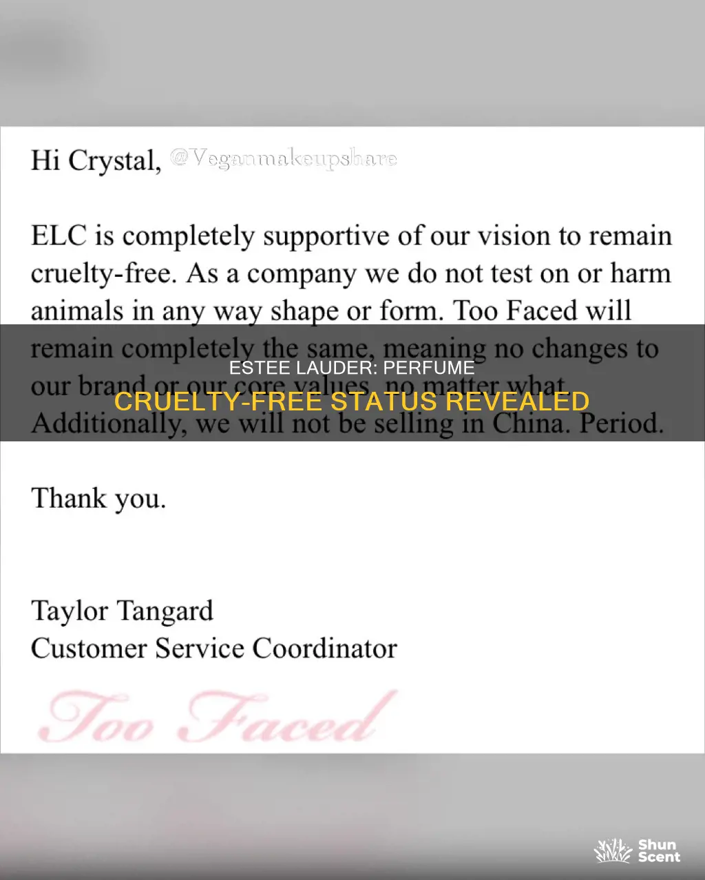 is estee lauder perfume cruelty free