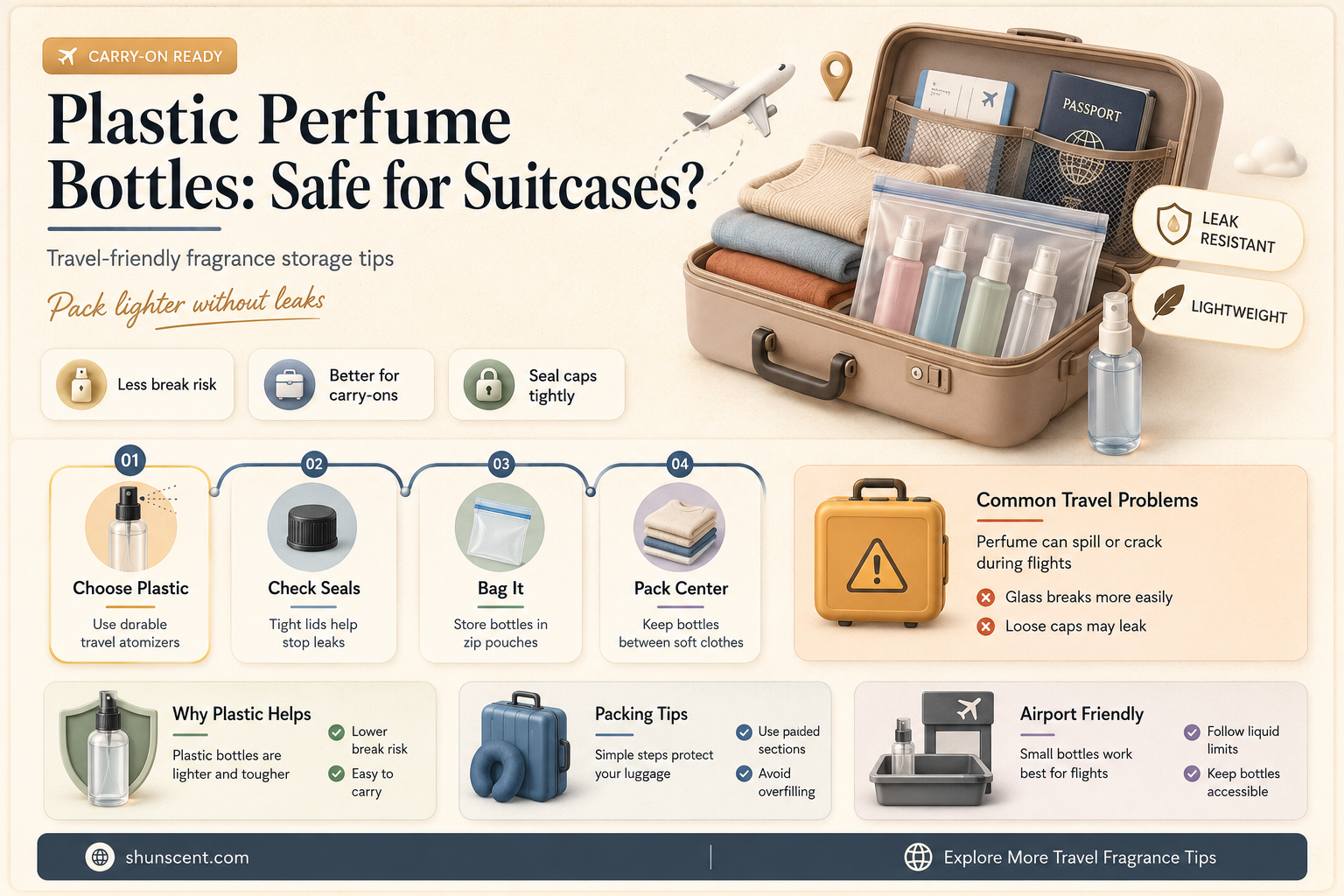 are plastic perfume bottles okay in suticases