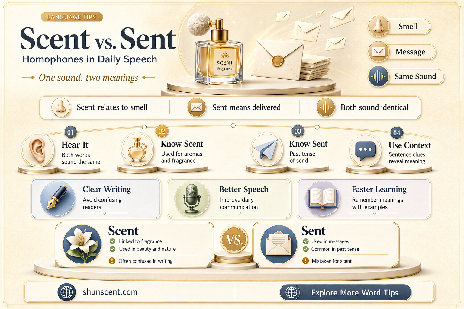 are scent and sent homophones