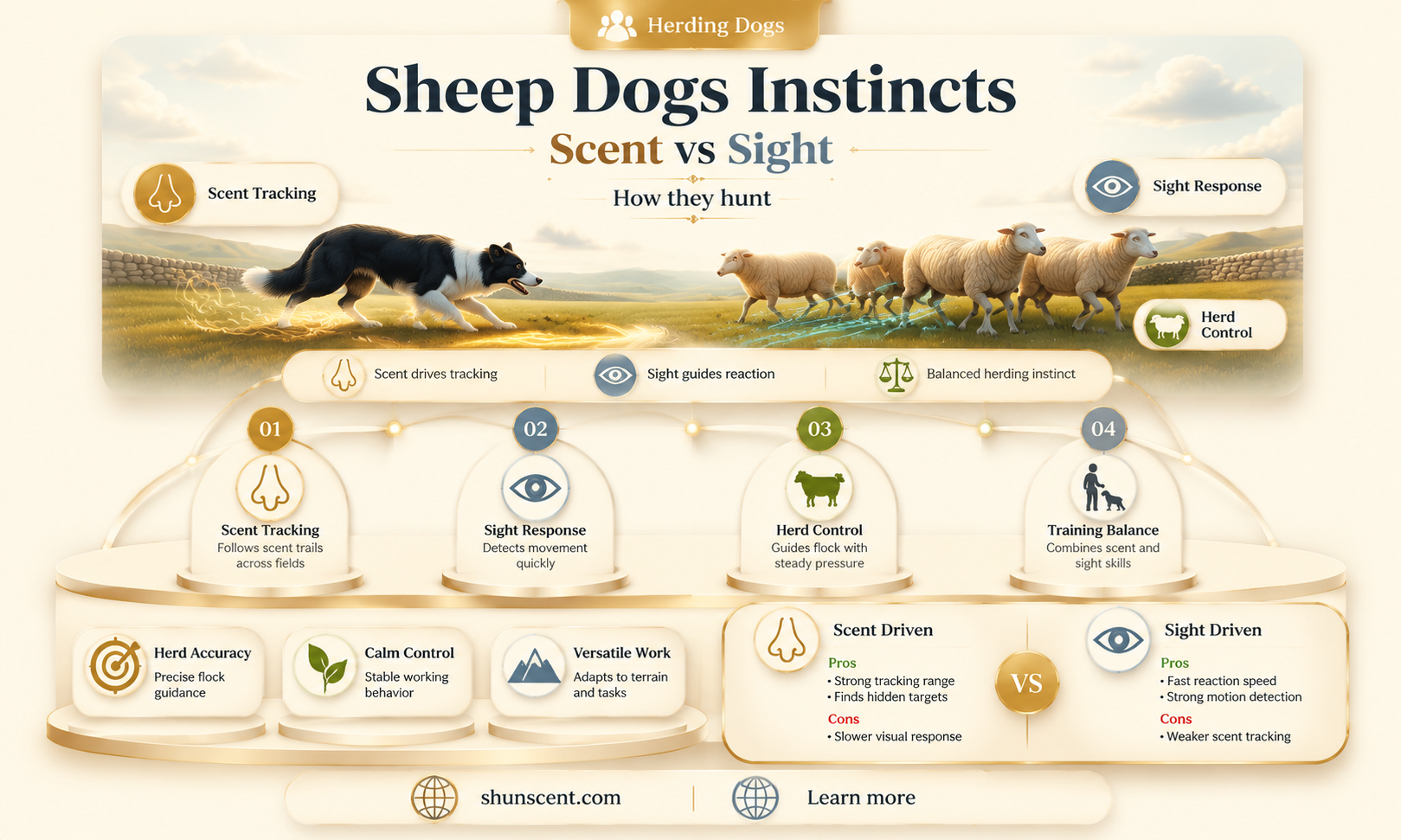 are sheep dogs scent dogs or sight dogs