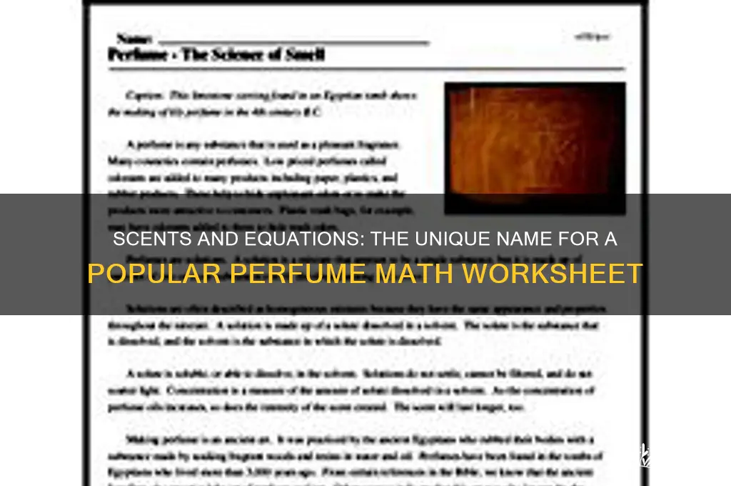 what do you call a popular perfume math worksheet