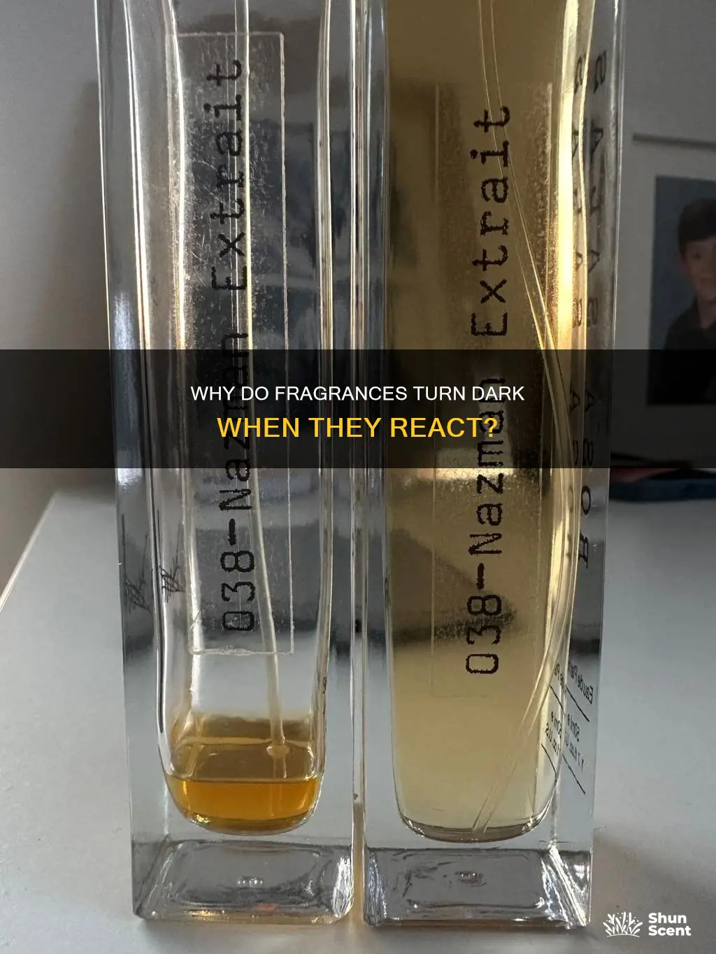what reacts with fragrance to turn dark