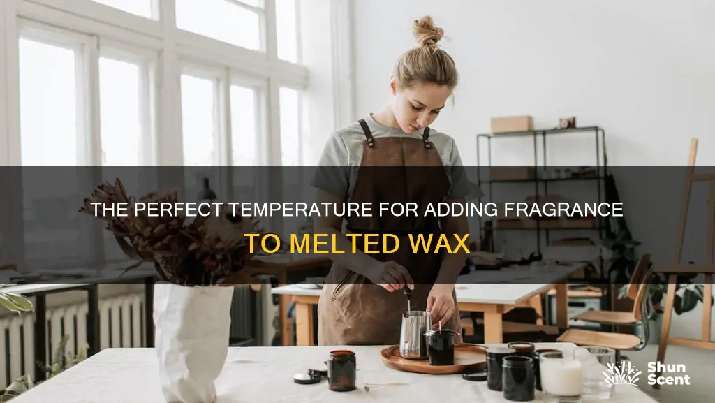 what temperature should melted wax be when adding fragrance