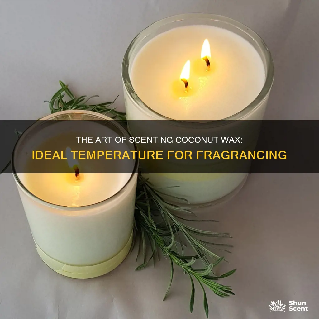 what temperature to add fragrance to coconut wax