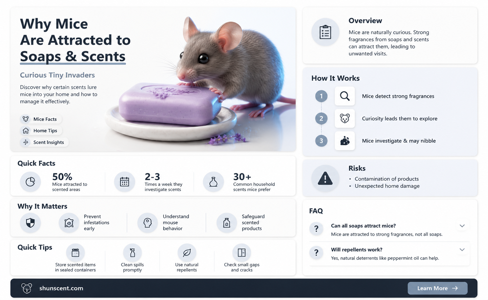 are drawn to soap & body fragrance mice & rats